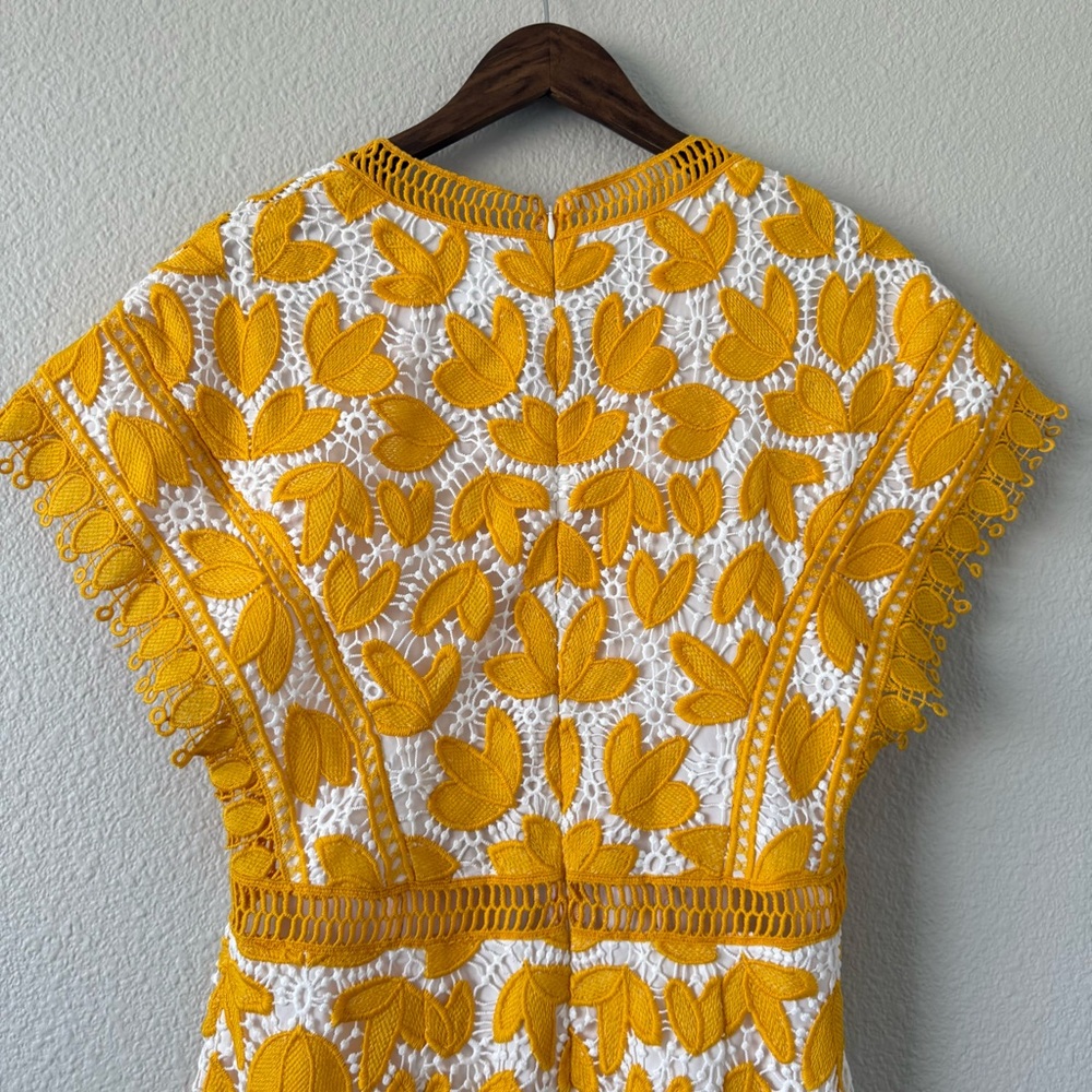 SAYLOR Yellow and White Embroidered Midi Dress - Picture 15 of 16